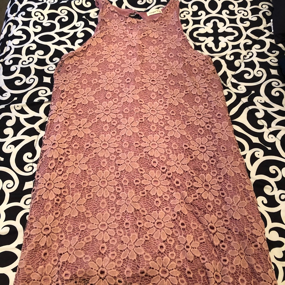 Light Pink Floral Overlay Dress